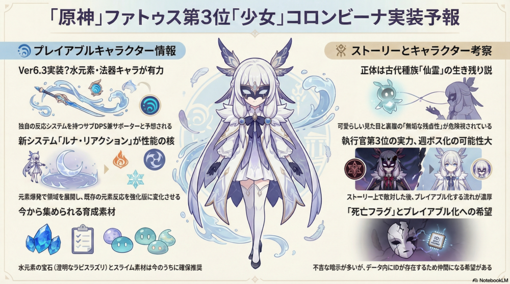 原神少女コロンビーナのリーク!実装日や性能と死亡説の真相
