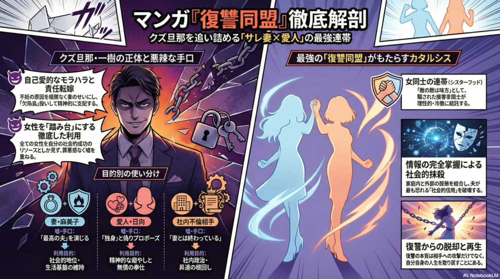 最終話：妻・麻美子と愛人だった日向が手を組み、クズ夫・一樹の裏切りを暴いて制裁を下す瞬間